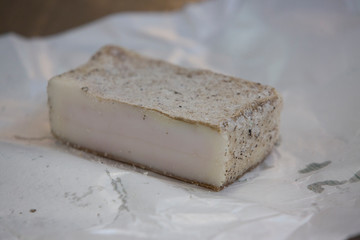 Lardo di Colonnata is aged in Carrara Marble vats in pefect Climate