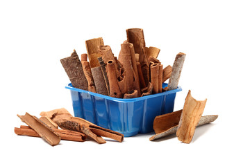 Cinnamon on white background