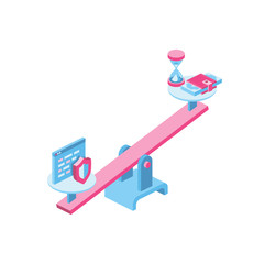 Libra 3d vector icon isometric pink and blue color minimalism illustrate