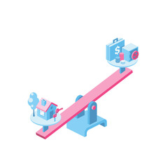 Libra Money box, mortgage, loan 3d vector icon isometric pink and blue color minimalism illustrate