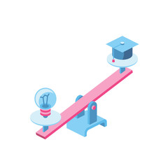 Skills and idea on libra 3d vector icon isometric pink and blue color minimalism illustrate
