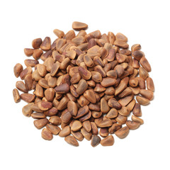 Pine nuts on white background