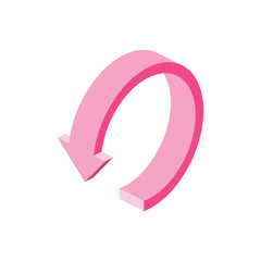Round arrow Arrow 3d vector icon isometric pink and blue color minimalism illustrate