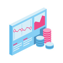 Investment 3d vector icon isometric pink and blue color minimalism illustrate