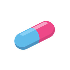 Pills Medicine 3d vector icon isometric pink and blue color minimalism illustrate