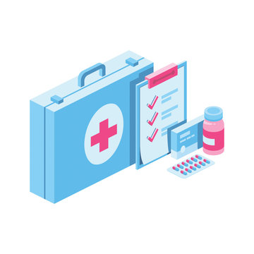 First Aid Kit Isometric Icon