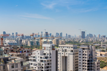 Fototapeta na wymiar New District In North Tel Aviv - Modern Building And Constraction Site, Ramat Aviv, Tel Aviv, Israel
