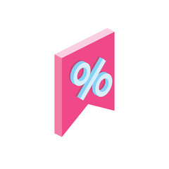Bookmark sale 3d vector icon isometric pink and blue colors minimalism illustrate