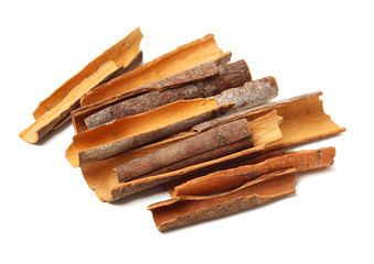 Cinnamon on white background