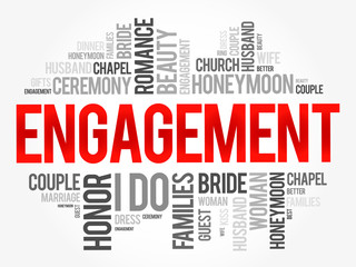 Engagement word cloud collage, concept background