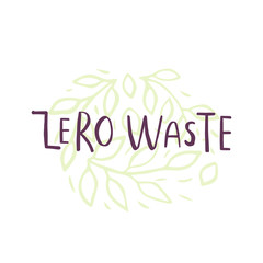 Hand drawn Zero waste logo or sign. Eco badge, tag for shopping, no plastic market, products packaging