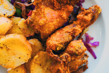 chicken meat and potatoes