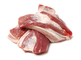 Pork belly on white background