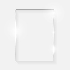 Silver shiny glowing vintage frame with shadows isolated on white background. White gold luxury realistic border. Wedding, mothers or Valentines day concept. Xmas and New Year abstract. Vector