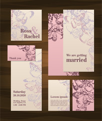 Fototapeta na wymiar Set of wedding cards