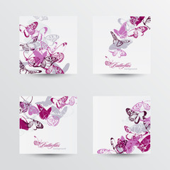 Abstract  artistic banners with butterflies