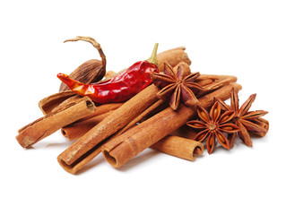 Cinnamon on white background