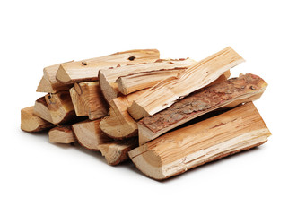 Pile of firewood isolated on a white background