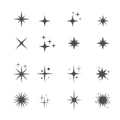 Star icons. Sparkles, shining burst. Vector symbols star isolated on white background
