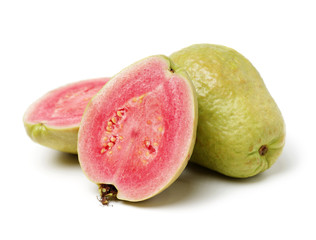 Pink guava isolated on white background