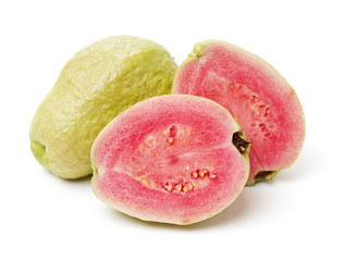 Pink guava isolated on white background