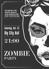 Zombie Party Poster. Vector illustration. 