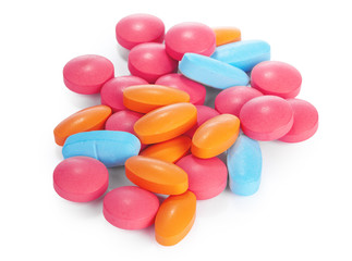 colorful pills isolated on white