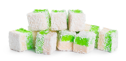 Tasty Turkish delight isolated on white