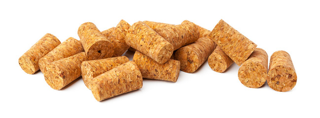 Wine corks isolated on white background