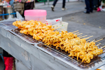 Many grilled squid sticks