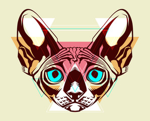 Fashion illustration of cat head