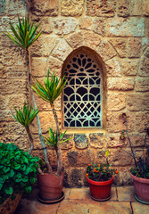 Fototapeta na wymiar Beautiful window of ancient monastery