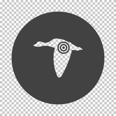 Flying duck  silhouette with target  icon