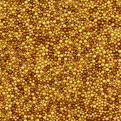 Honey Yellow Brown Colors Wrapping Paper Pattern, Illustration With Brushed Metallic Balls 3D Render, Orthographic Camera ..