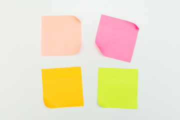 set of colour  paper stick note on a white background