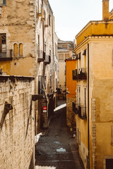Narrow street in old town. Girona, Catalonia