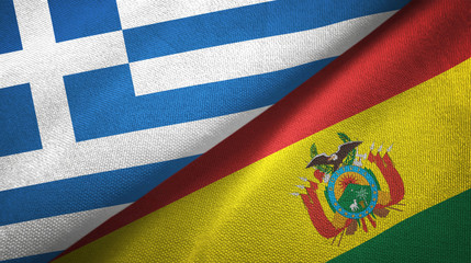 Fototapeta premium Greece and Bolivia two flags textile cloth, fabric texture
