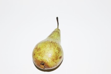Green pear on white background