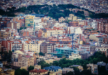 Fototapeta premium Buildings seen from Tibidabo mountain in barcelona, Spain