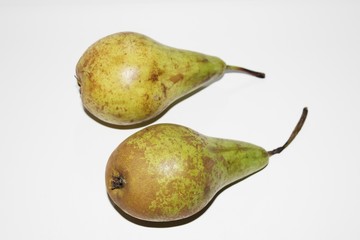 Green pear on white background