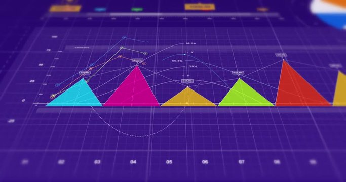 4K Business Growth And Success Infographics Animation. 3D Graphs And Charts.