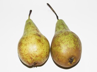 Green pear on white background