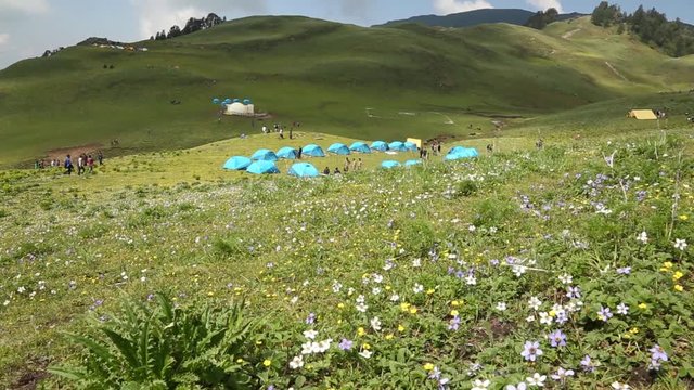Dayara Bugyal, in Uttarkashi district, meaning "high altitude meadow" is at an elevation of 3,408 metres. The beautiful meadows are developed into ski slopes covering an area of 28 square kilometres .