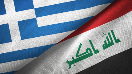 Greece and Iraq two flags textile cloth