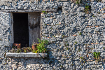 Window in an Abandoned Medieval Village in Southern Italy
