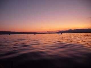 Fototapeta na wymiar Croatia Adria sunset and fishing