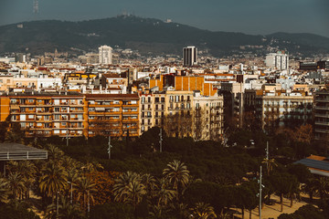 view of Barcelona city from port side. Catalonia, Spain