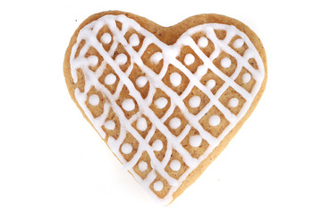 christmas gingerbread heart isolated