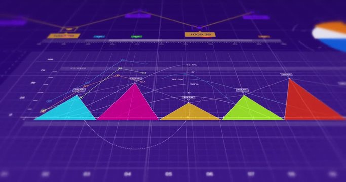 4K Business Growth And Success Infographics Animation. 3D Graphs And Charts.
