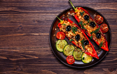 Pepper stuffed with groats and vegetables